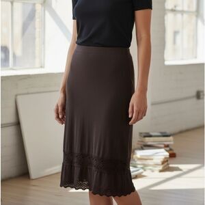 Loft Chocolate Brown Boho Skirt with cut out border  sz MP